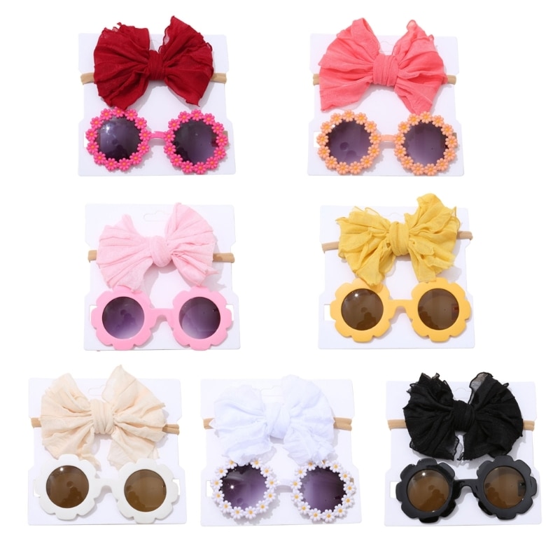 Y55B Hair Bows for Baby Girl Fashion Sunglasses Headband Children Photography Props