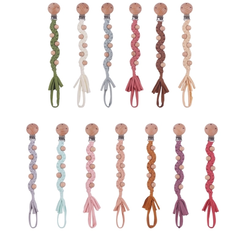 2023 New Vintage Simple Beads Pacifier Clip Baby Cotton Pacifier Chain for Newborn Teething Soother Chew Dummy Clips