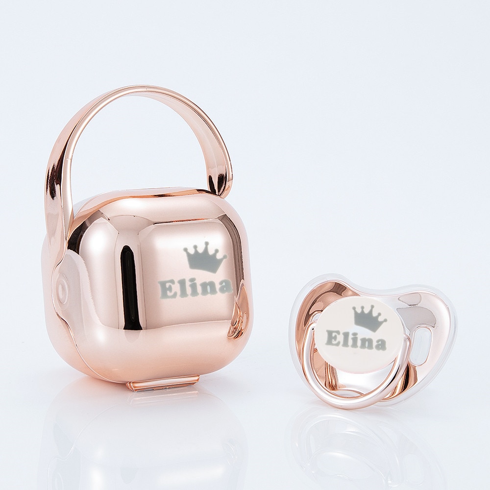 MIYOCAR luxurious BPA free CPSIA/CPSC PASS custom name rose gold baby pacifier and pacifier storage box Nipple Storage PBS-P
