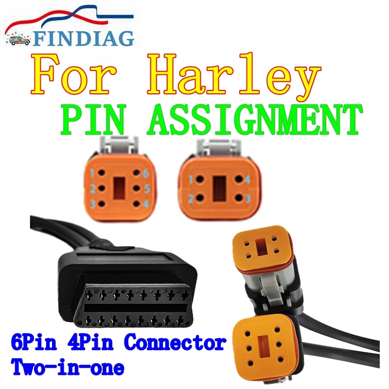 Latest For Harley Davidson Motorcycle 6Pin 4Pin Two-in-one To OBD2 Adapter OBD2 Diagnostic Scanner Adapter Cable OBD Scanner
