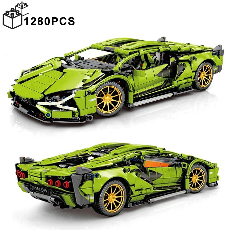 1280PCS Technical 1:14 Sian Lamborghinis Sports Car Building Blocks MOC City Speed Vehicle Assemble
