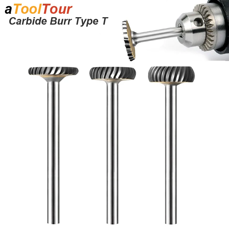 T Type Carbide Rotary File Arc Metal Cutter Bit Tungsten Hard For Aluminum Stone Plastic Carving