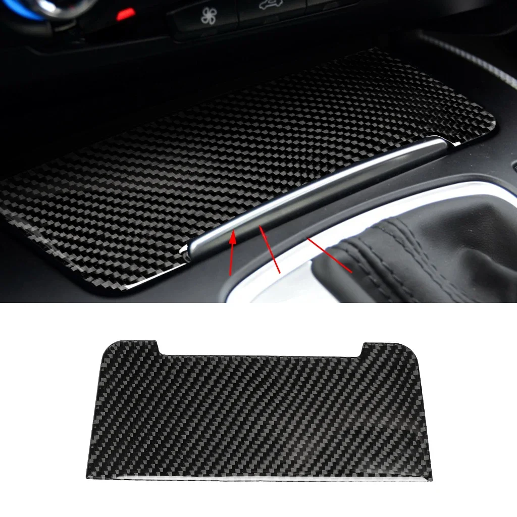 For Audi A4 B8 A5 Q5 Central Control Storage Box Panel Cover Sticker Real Carbon Fiber Car Interior