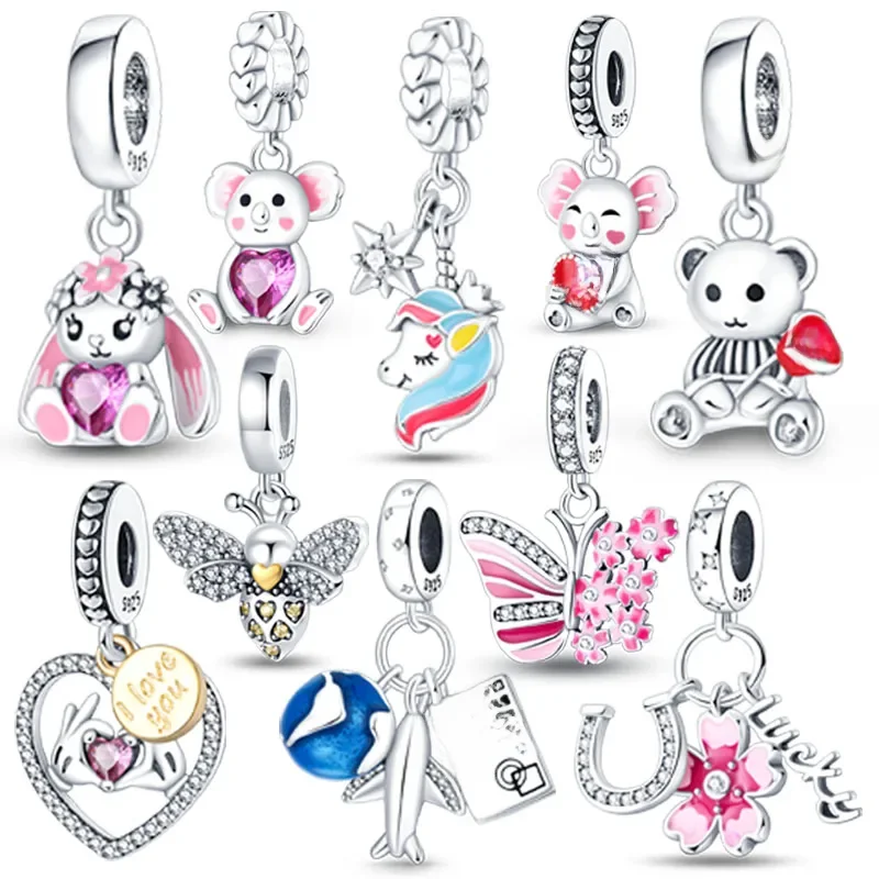 2023 Wholesale 925 Silver Plated Classic Rabbit Bear Pendant Beads Suitable For DIY Women's Holiday