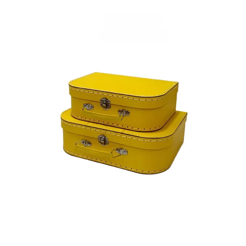 2Pcs/Set Cardboard Hand Suture Suitcase Styling Gift Box Metal Handle Baby Clothes Women's Lingerie
