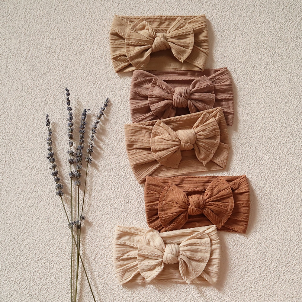 5pcs/Lot Cable Knit Newborn Baby Cute Nylon Headband Solid Elastic Hair Bands for Children Toddler Headwear Hair Accessories