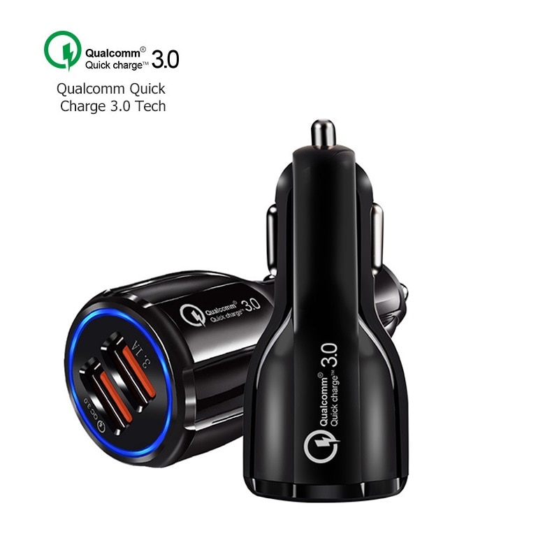 10pcs Quick Charge 3.0 Charger QC 3.0 5V 9V 12V Dual USB Car Charge Fast Charger Mobile Phone Travel Adapter Car-charge