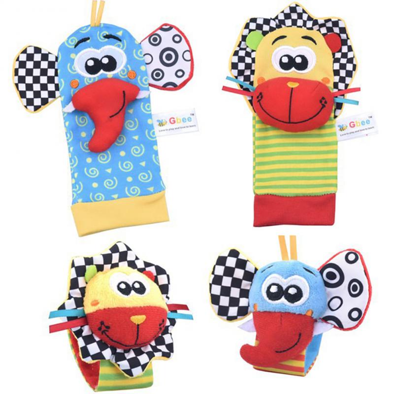 Cotton Breathable Newborn Rattle Toys Powerful Wrist Strap Rattles Toy Baby Rattle Socks Plush Socks Sweat-absorbing Kids Socks