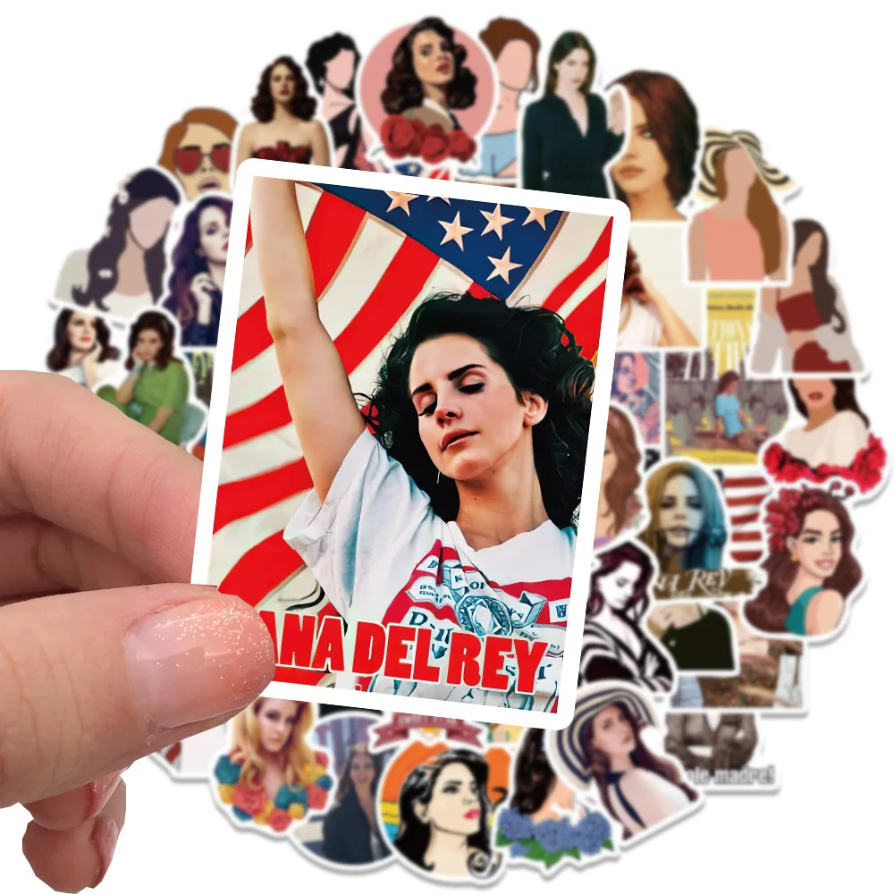 50Pcs Singer Lana Del Rey Stickers Album Born To Die Decals for Guitar Bicycle Motor Car Skateboard