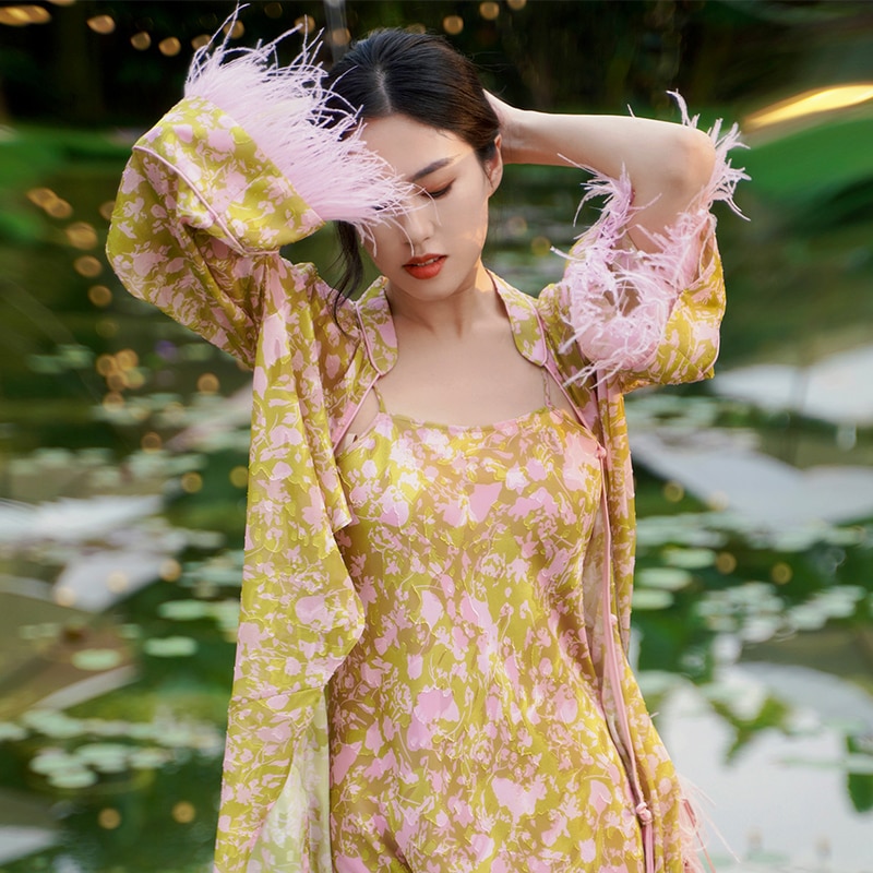 Simeizi HANFU Pajamas for Women's Clothing Mother's Gift Autumn and Winter Loose Top Long-sleeved Home Service SuitS C