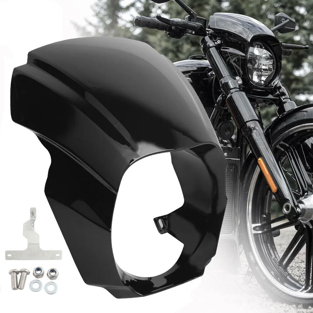Motorcycle Matte Black Front Mask Headlight Fairing Cowl Cover For Harley Softail Breakout FXBR
