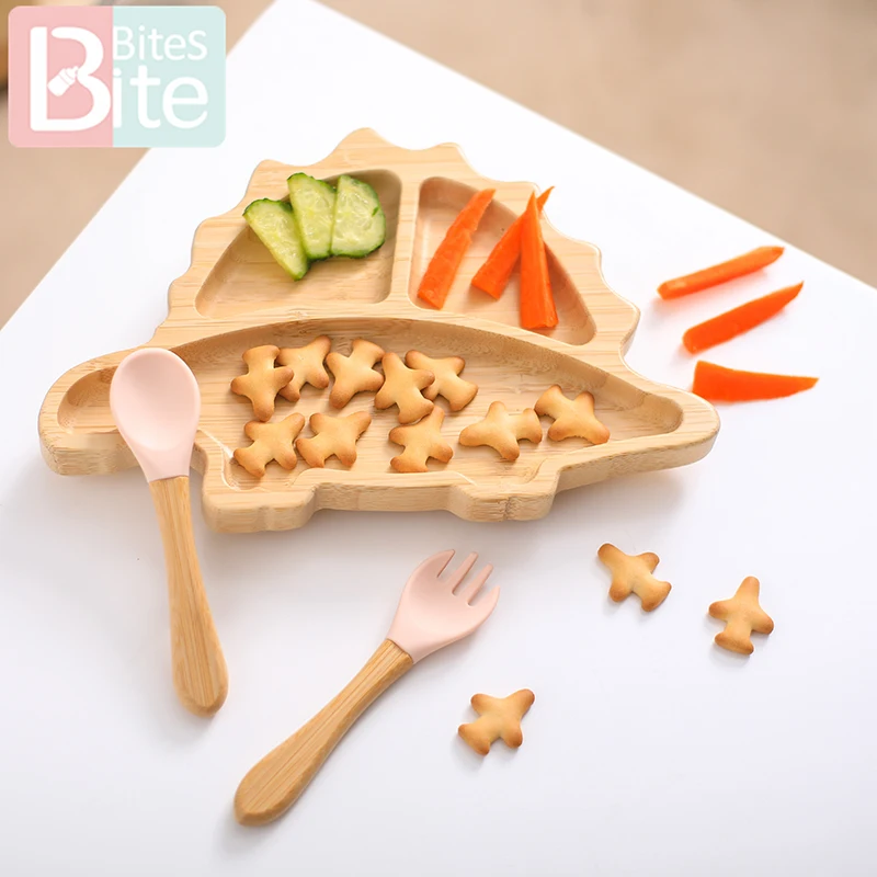 Dinosaur Baby Feeding Set Dinnerware Plates Newborn Bamboo Dishes Items Bebe Tableware for Stuff