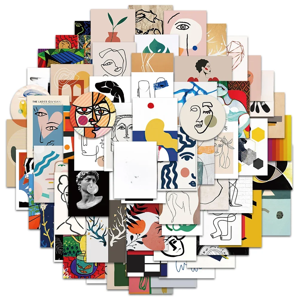 65pcs Abstract Painting Works Classic Art Aesthetic Stickers Graffiti Kids Toy Skateboard Phone