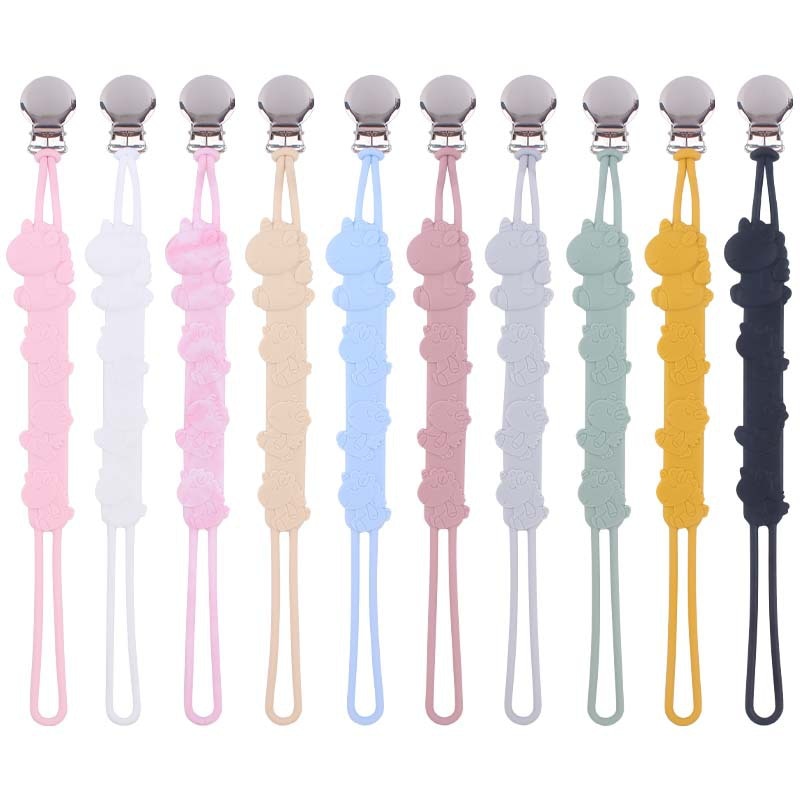 Metal Baby Pacifier Clips Silicone Nipple Holder Animal Pattern Baby Pacifier Clips Chain Soother Chain for Infant Kids