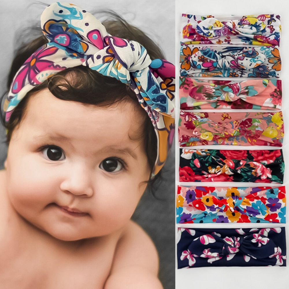 New Children's Baby Print Tie Hair Band Rabbit Ears Headband Simple Bohemian Fashion Hair Accessories Baby Turban