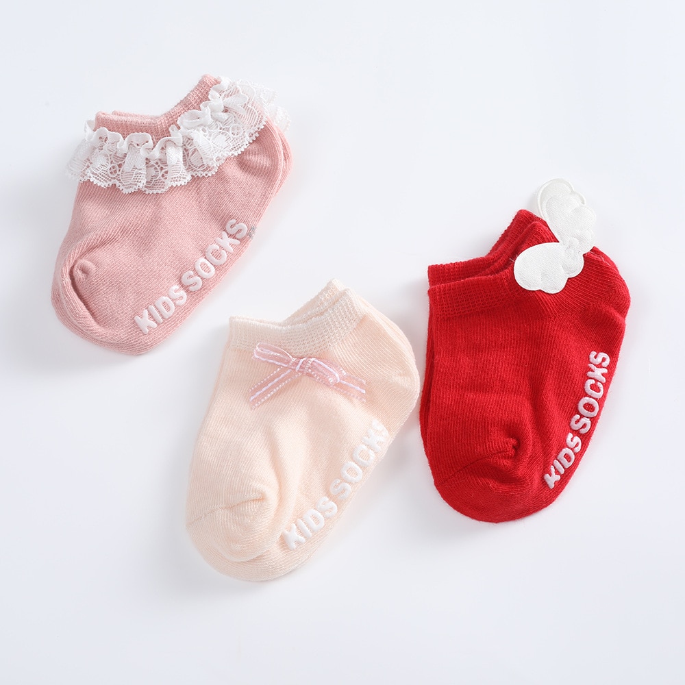 3 Pairs Baby Low Cut Socks Boys Girls Princess Ankle Socks Soft Newborn Children Anti-slip Boat Sock Kids School Sport Clothes