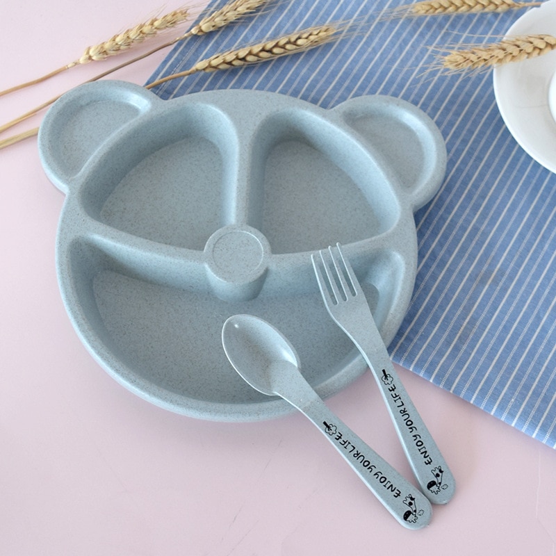3PCS Toddler Baby Cute Bowl Kids Solid Color Suction Dinnerware Food Dish Sets Container