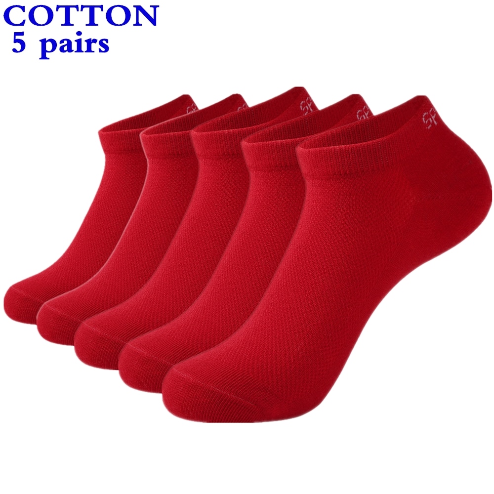 5 pairsHigh Quality Men's Summer Fashion Solid Color Letter Ankle Socks Elastic Mesh Breathable Deodorant Men's Short 