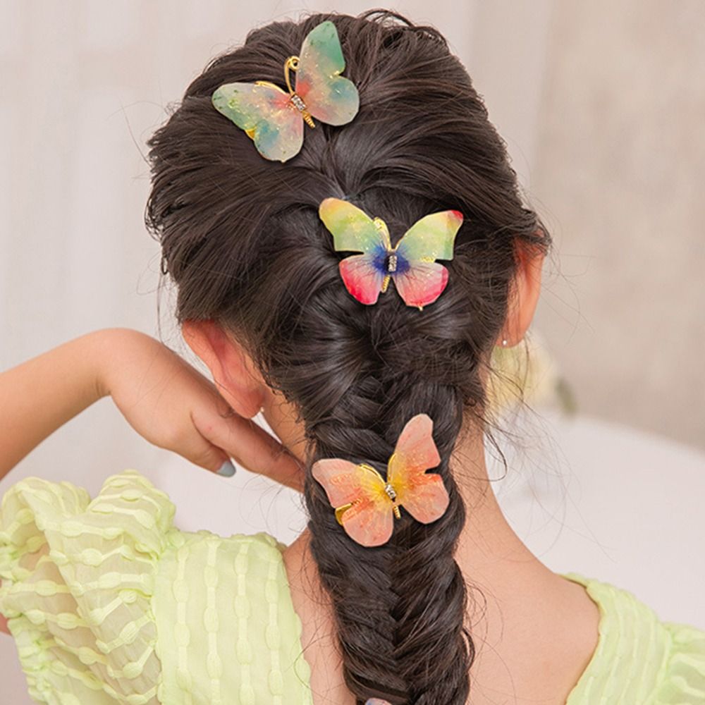 6 Pcs/Set Children Cute Butterfly Hair Clips Girls Lovely Sweet Barrettes Multi-color Alloy Hairpins Set Kids Hair Accessories