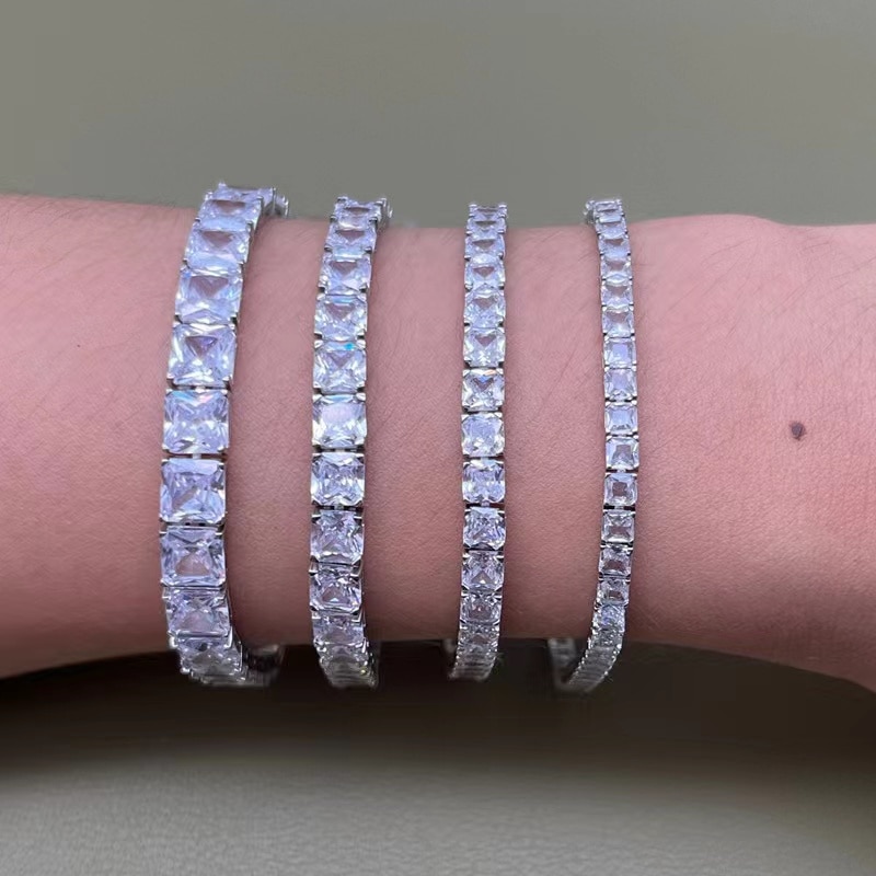 GZF001 custom 925 sterilng silver pricess cut small stones Tenni bracelet