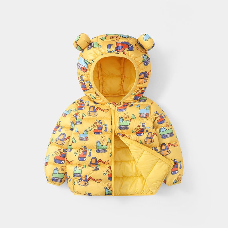 Girls Winter Coat Boy kids Girls Cotton-padded Jacket Character Pattern Baby Hooded Jacket Children Down Jacket