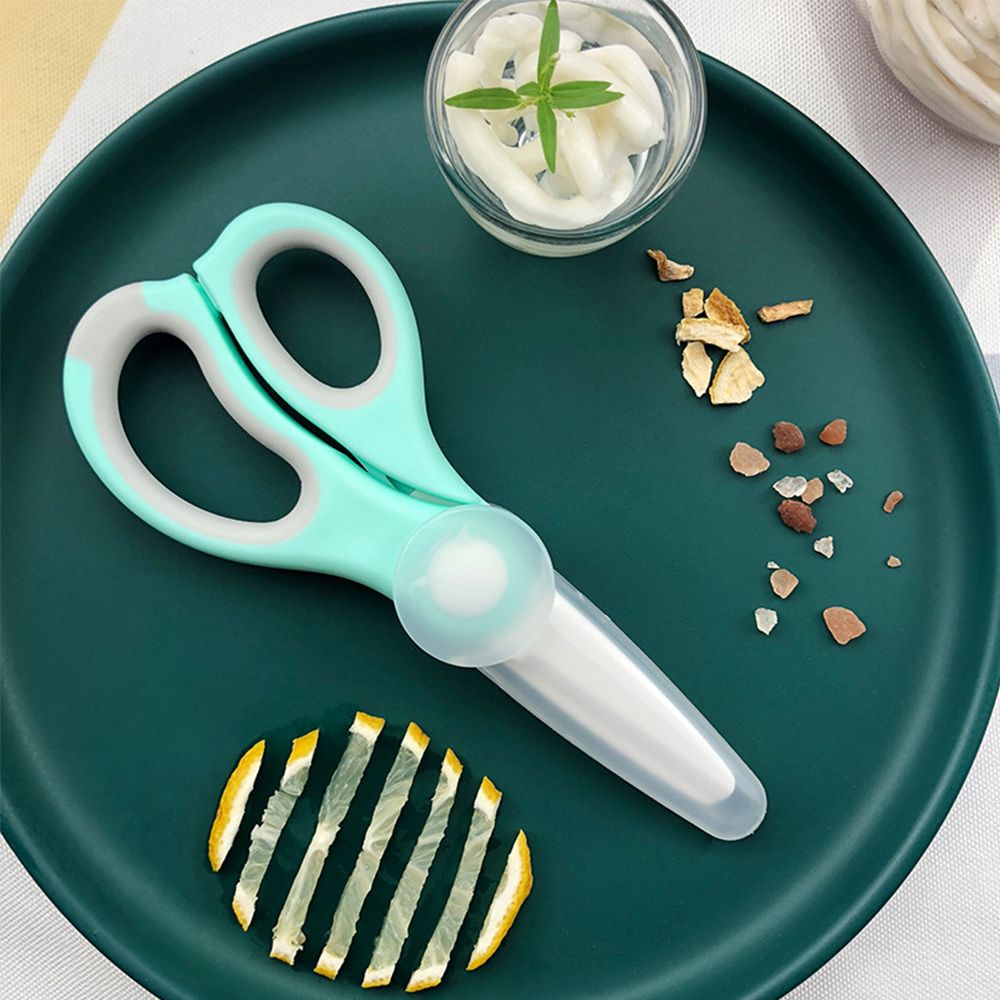 Baby Food Mills Ceramic Scissors Portable Infant Feeding Aid Scissors with Cutting Box Baby Supplies Baby Tableware for Health