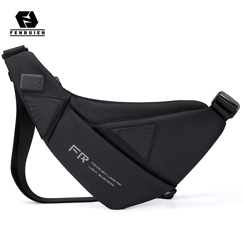 FENRUIEN Men's Waterproof USB Oxford Crossbody Bag Shoulder Sling Bag Multifunction Short Travel
