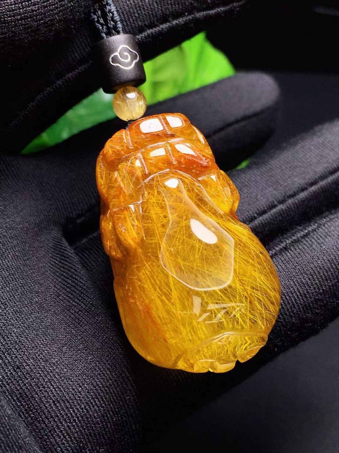 Natural Gold Rutilated Quartz Pi Xiu Pendant 40*25*20mm Rutilated Quartz Bead Jewelry Women Brazil AAAAAAA