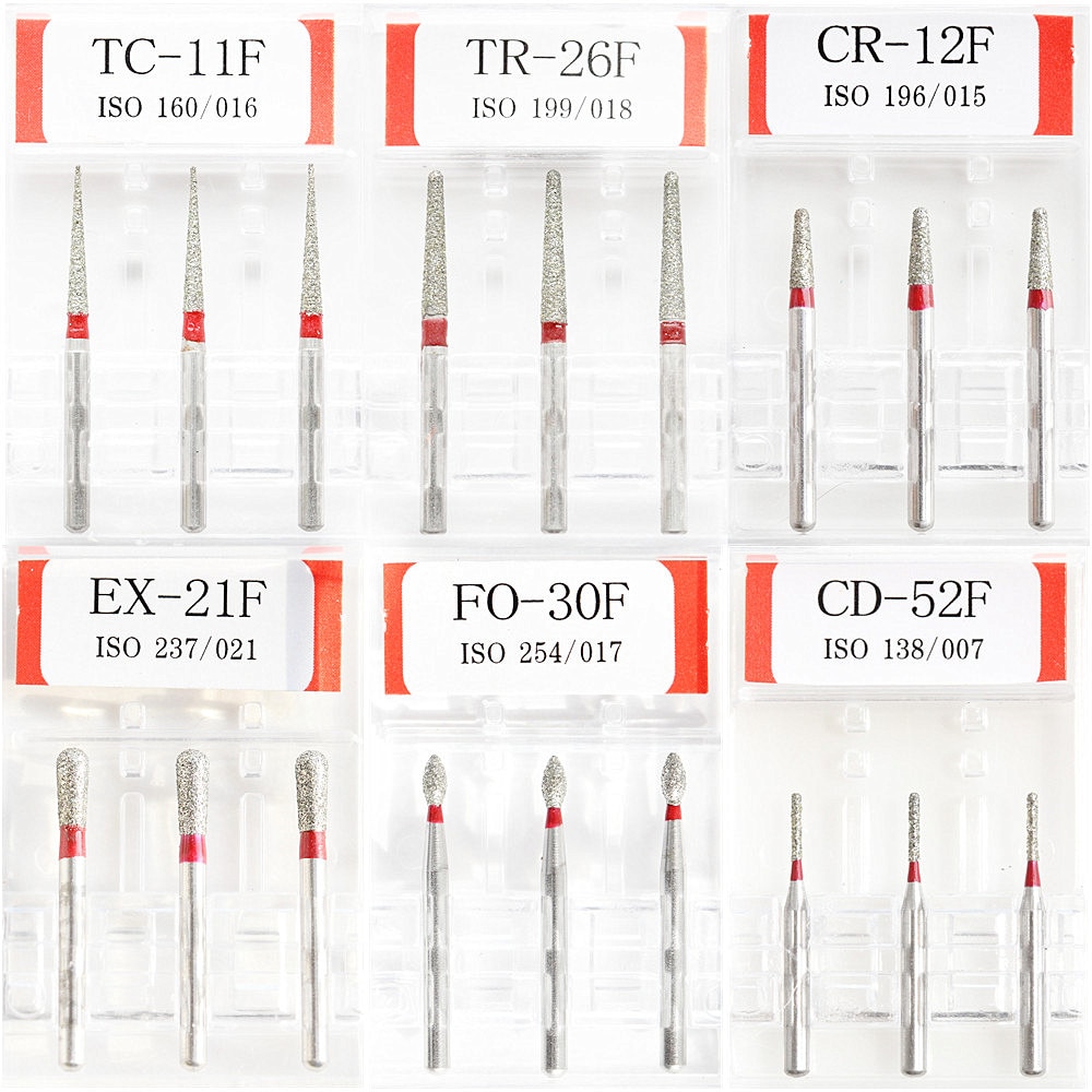1Pack(3pcs) Dental Diamond Burs Red Fine Polisher Drill Tools FG 1.6mm High Speed Handpiece Polishing DIA-BURS Dentist Materials