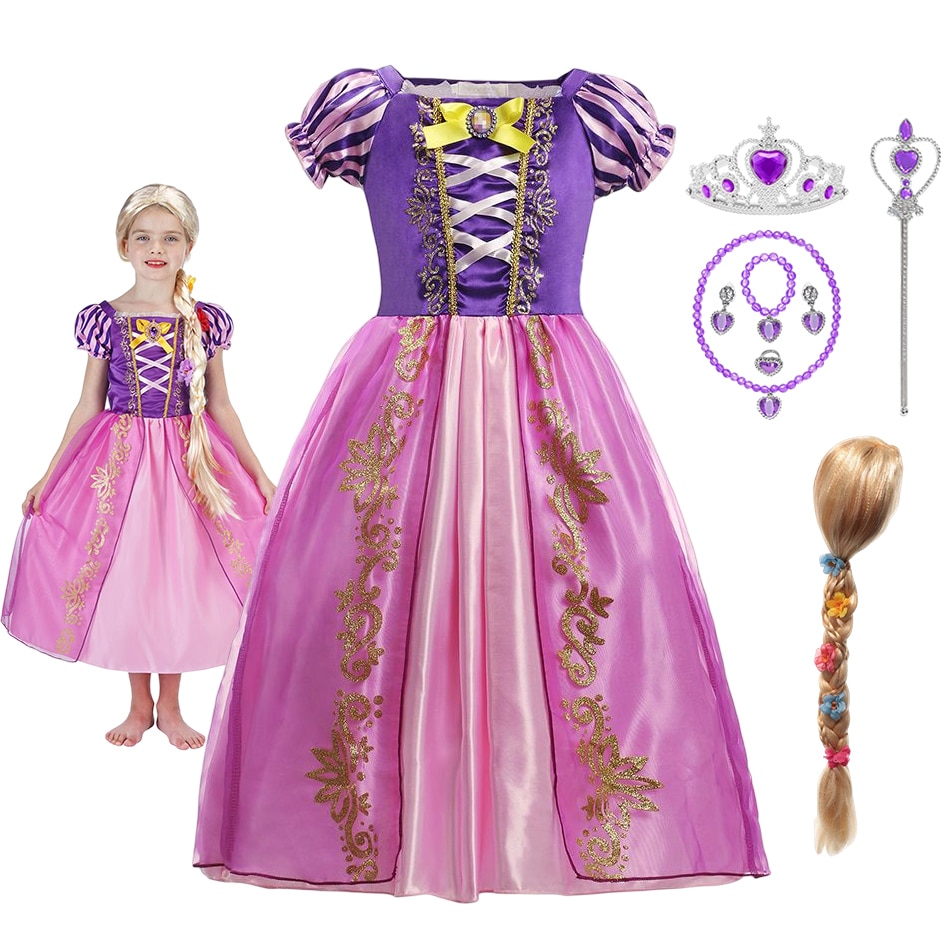 Disney Rapunzel Sofia Princess Costume Kids Dress For Girls Cosplay Children Carnival Halloween Birthday Party Fancy Clothes