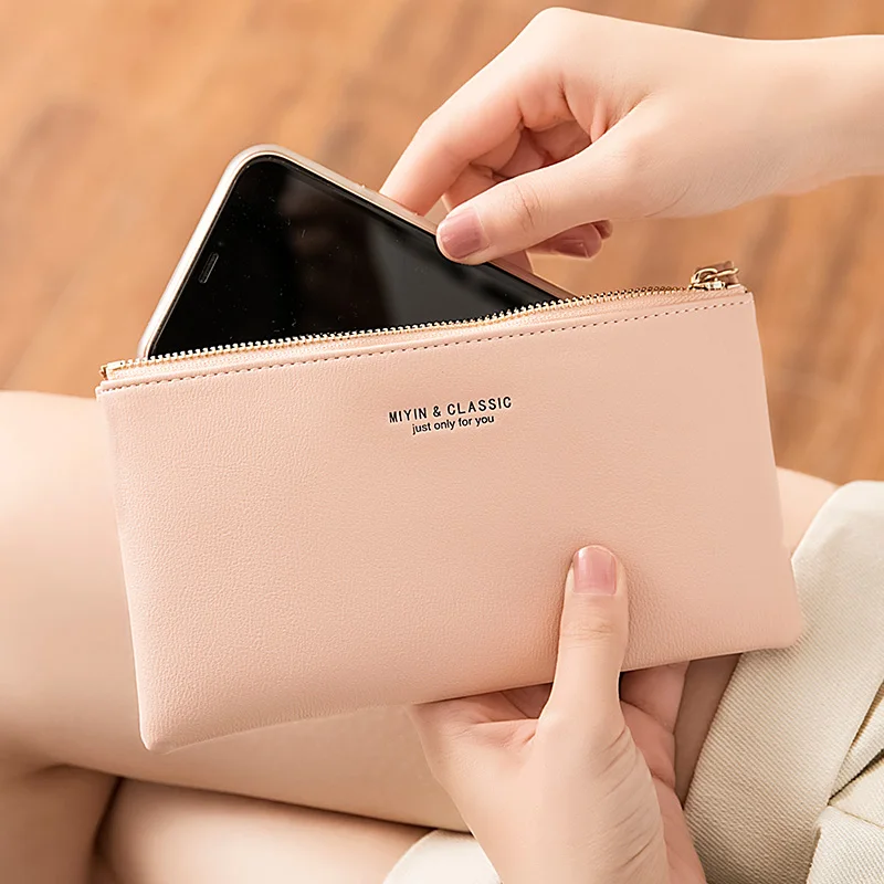 MIYIN Women's Purse long ultra-thin credit card bag minimalist zero purse thin large capacity zipper