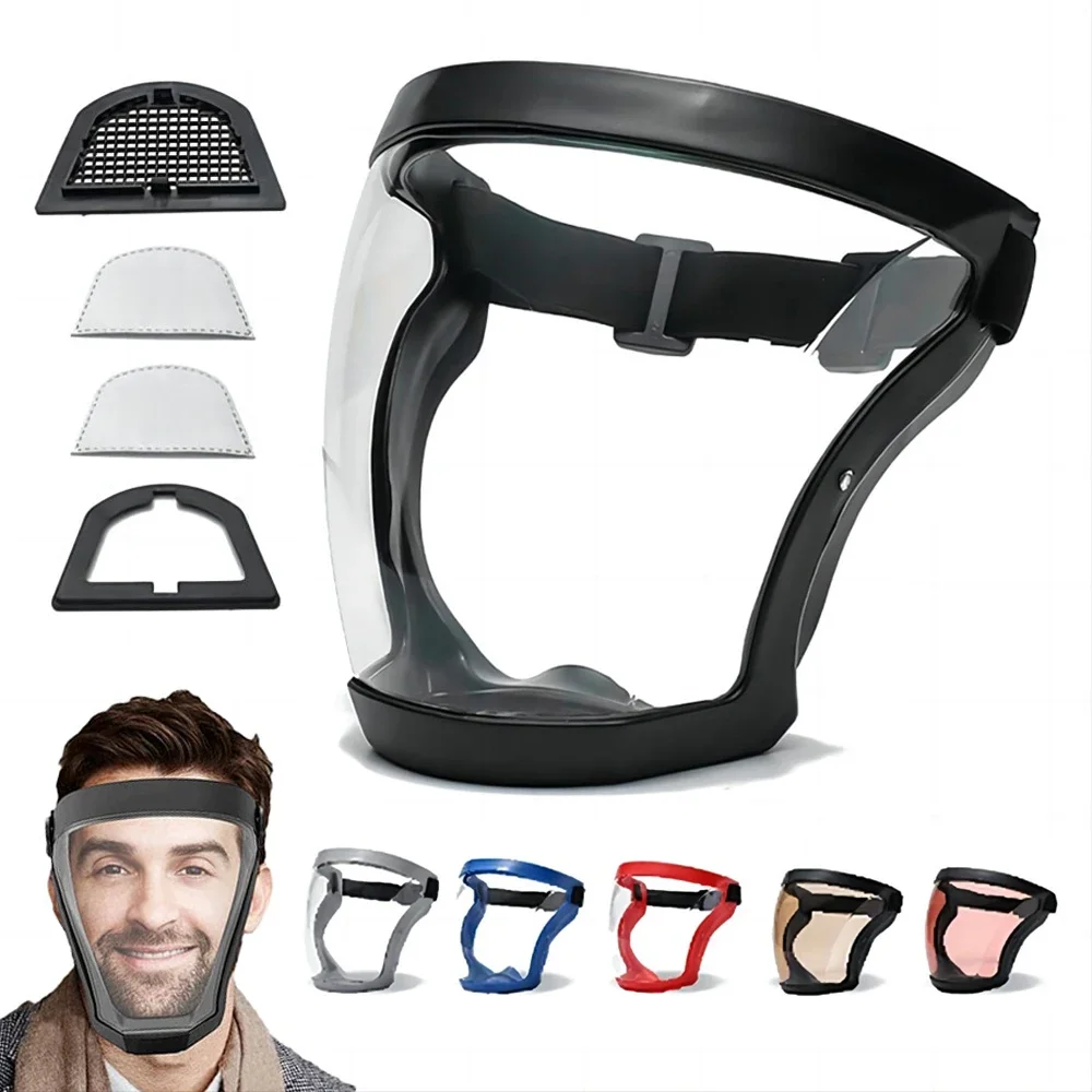 Full Face Transparent Protective Mask Dust-proof Anti-fog Head Cover Reusable Kitchen Oil-splash