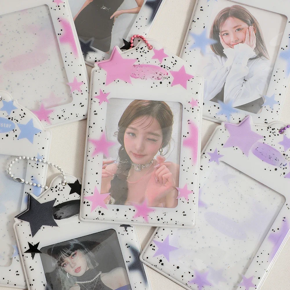Kawaii Star 3 Inch Postcard Holder Postcards Album Colorful Card Storage Photo Bag Kpop Idol Card