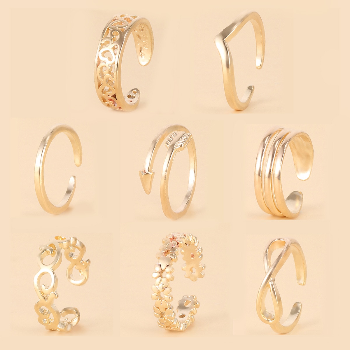8Pcs Open Toe Rings for Women Foot Ring 2023 Summer Beach Sandals Toering Barefoot Jewlery anillo pie bague orteil femme mujer