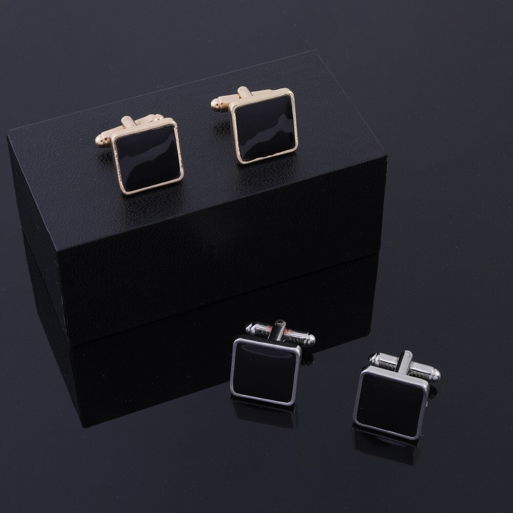 New Tide Minimalist Geometric Versatile Square Alloy Black Cufflinks Man's Sleeve Studs for Business Party Wedding Accessor
