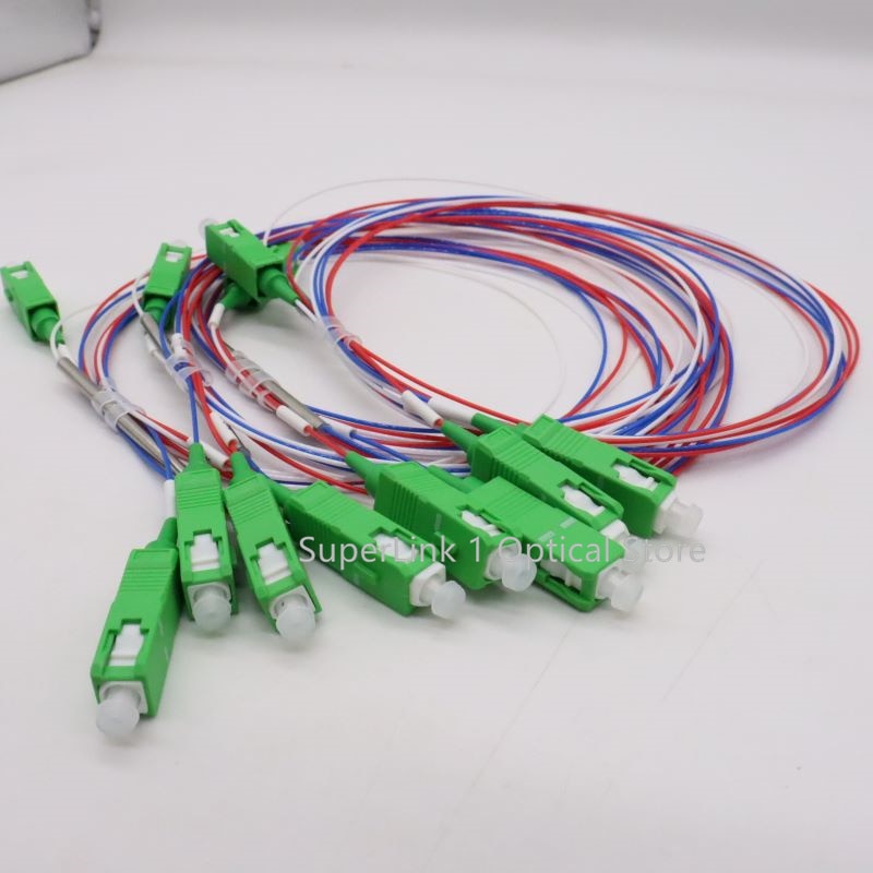 10pcs/lot FBT Splitter 1x2 10/90 20/80 30/70 40/60 50/50 SCApc 0.9mm Unbalanced Coupler Fiber Optic FBT Splitter with connectors