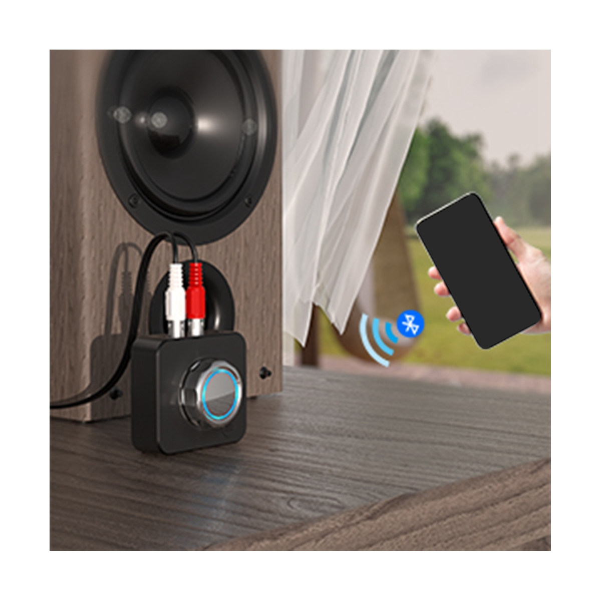Bluetooth Audio Receiver 3D Stereo Surround Sound with Mic R/L RCA 3.5Mm AUX RCA Hi-Res Music Wireless Adapter
