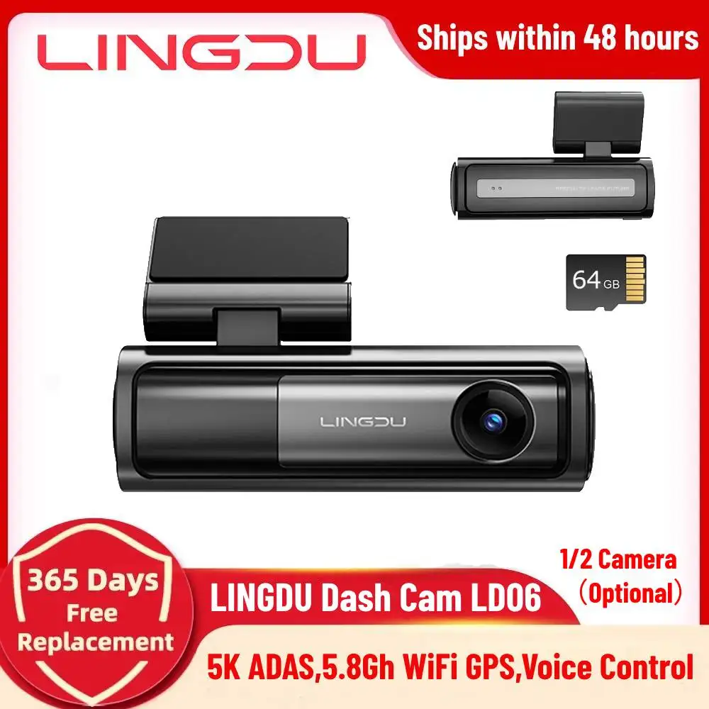 LINGDU LD06 Dash Cam 5K Car DVR 5.8Gh WiFi GPS Support BT Voice Control Dash Car Camera 24H Parking