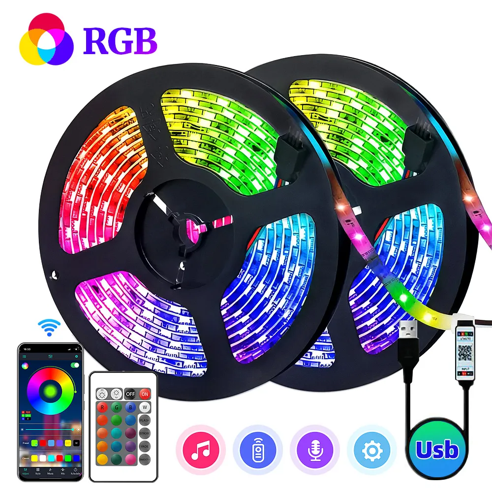 LED Strip Lights RGB 5050 ,5V 1M-30M,16 million colors, RGB , Led Strip Lighting Music Sync, Color