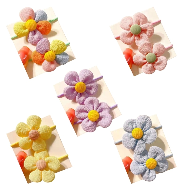 2PCS Baby Girl Spring Hair Band Child Girl Flower Hairrope Kids Lovely Headdress 1560