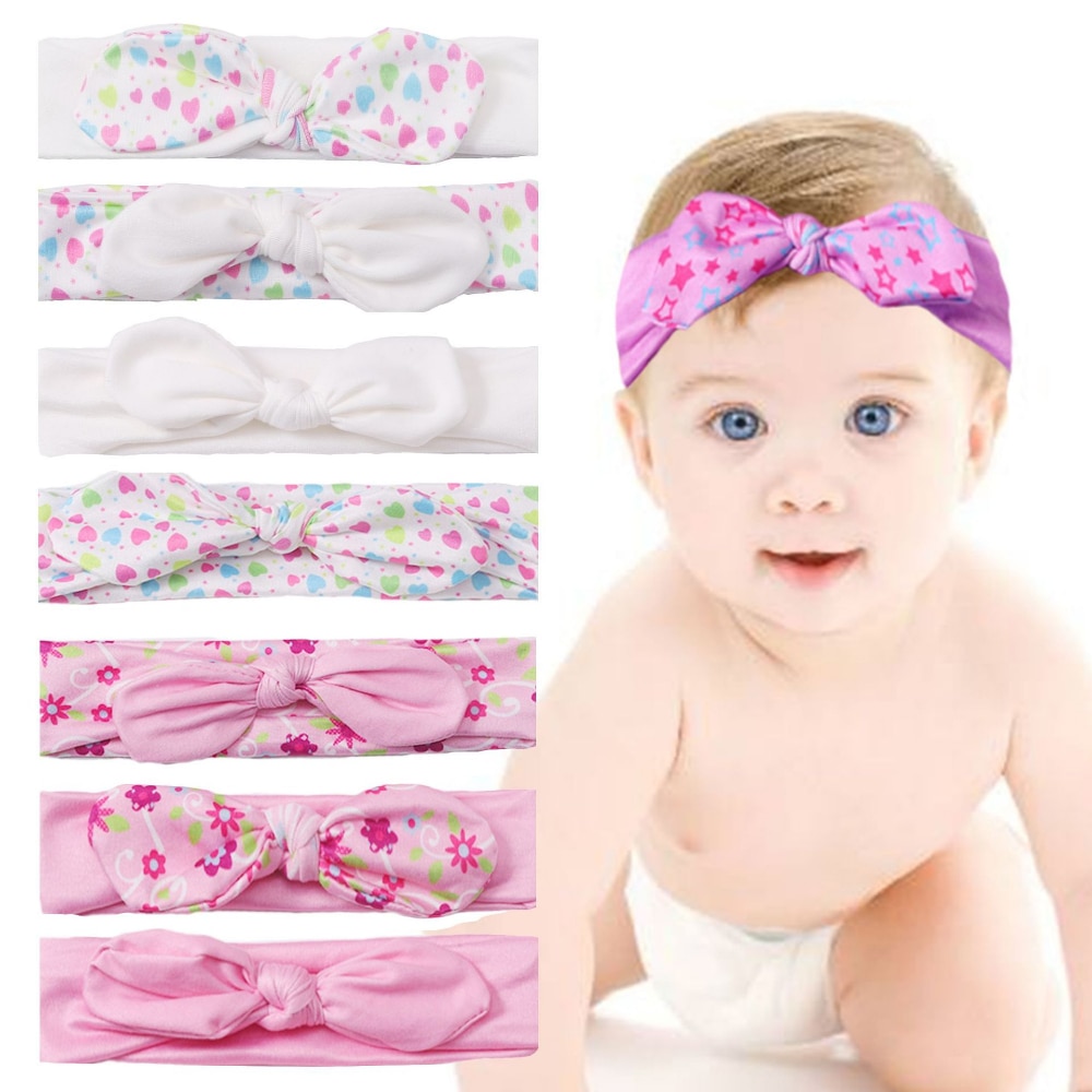 Baby Hair Band Baby High Elastic Headband Children's Printed Bow Hair Ornament Headwear Baby Turban