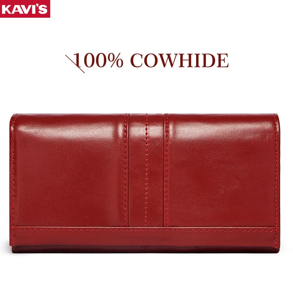 Women's Clutch Bag Genuine Leather Wallets Fashion Female Cell Phone Purse RFID Blocking Credit Card