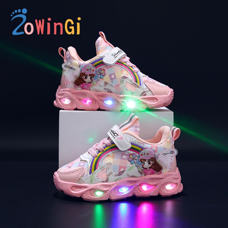 Size 21-30 Kids Shoes Glowing Sneakers Shoes PU Leather Waterproof Sneakers Toddler Girls Sport Running Shoes Children Trainers