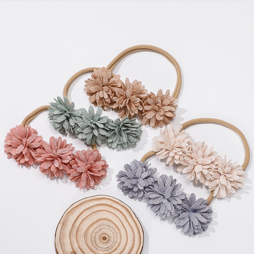 Nylon Baby Headband for Girls Artificial Flower Hairband Soft Infant Children Hair Accessories Kids Toddler Headwear Photo Prop