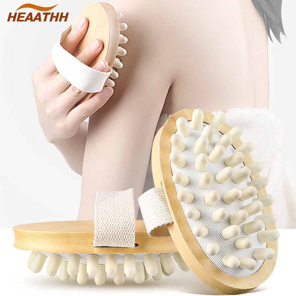 HEAATHH Wood Anti Cellulite Massager Body Slimming Circulation Brush Muscle Relax Palm Sauna Spa