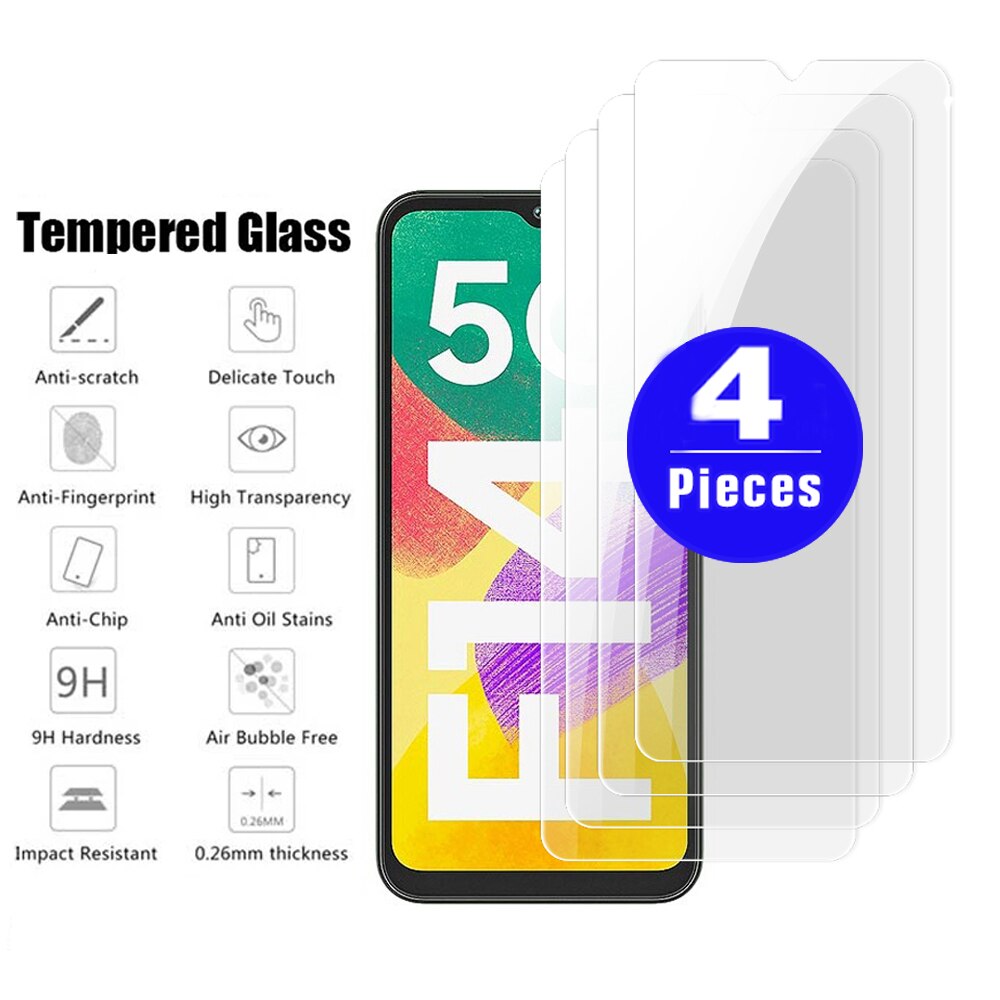 4Pcs 9H Screen Protector For Samsung Galaxy F14 5G Tempered Glass M14 M22 M23 M31 M32 M33 M12 M13 M02 M30 M30S M21 M21S M42 film
