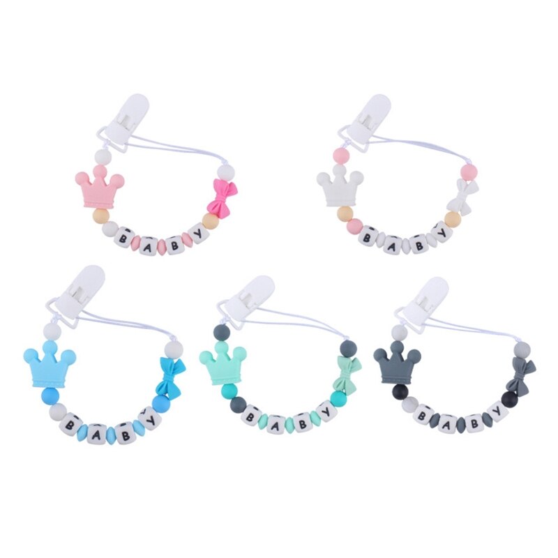 Hanging Holder Silicone Bead Chain for Babies Stroller Crib Pendant Bite Free Teething Pain Relief for CASE for Infant 6