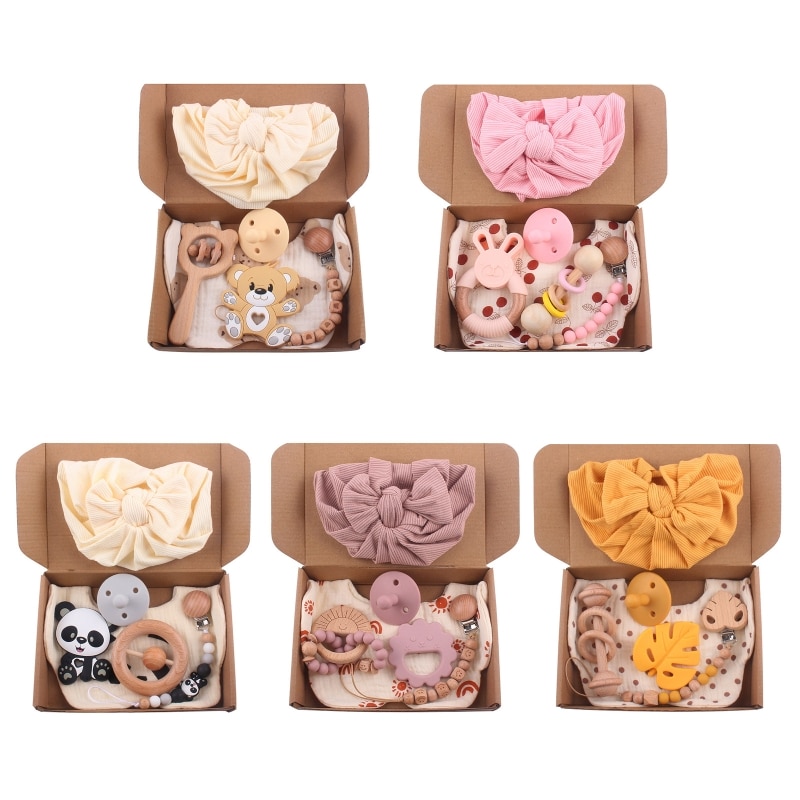 Hanging Clip Rattle Teether Pacifier Holder Cute Teething Toys for Infant 6Pcs