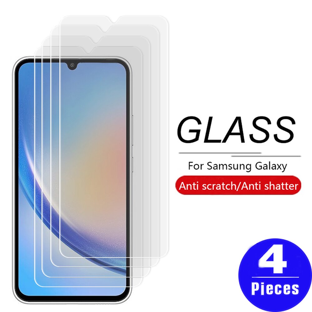 4Pcs 9H Tempered glass For Samsung Galaxy A22 A23 A24 screen protector A12 A13 A14 A04 A04S A04E A31 A32 A33 A34 Protective film