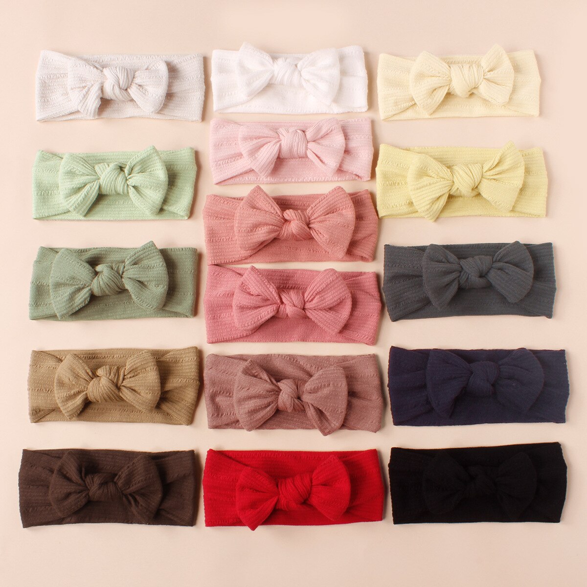 New Toddler Infant Bow Baby Headband Solid Color Bowknot Kids Headwear Newborn Turban Headwrap Elastic Baby Hair Accessories